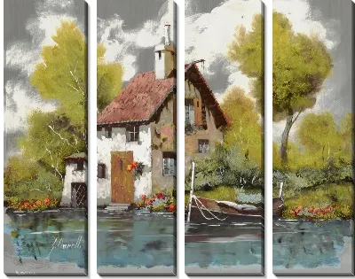 Картина Дом у озера