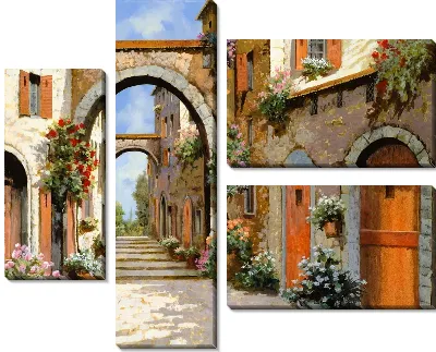 Картина Итальянская улочка с арками №14