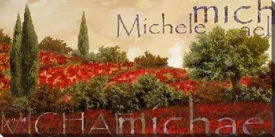 Картина Маки, кипарисы и надписи