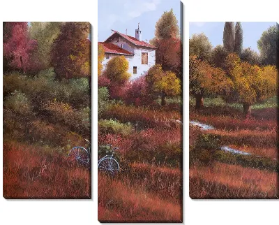 Картина Велосипед в поле