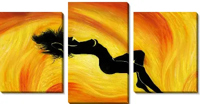 Модульная картина Девушка на желтом фоне