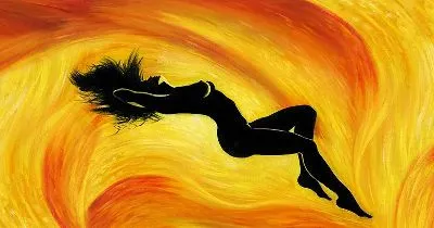 Плакат Девушка на желтом фоне