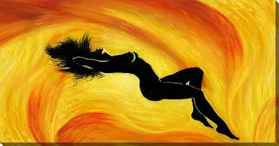 Постер Девушка на желтом фоне