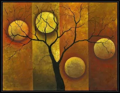 Картина Четыре Луны на фоне дерева