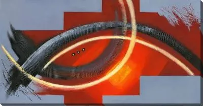 Картина маслом Красное свечение и полуокружности