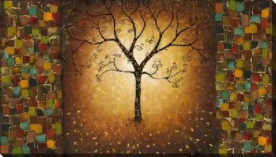 Картина маслом Дерево золото и мазки