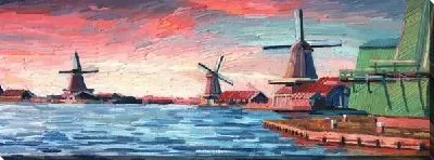 Постер Мельницы у воды в Голландии