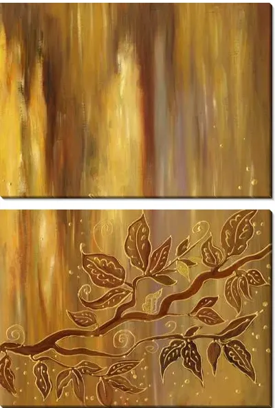 Модульная картина Золотистая веточка №2