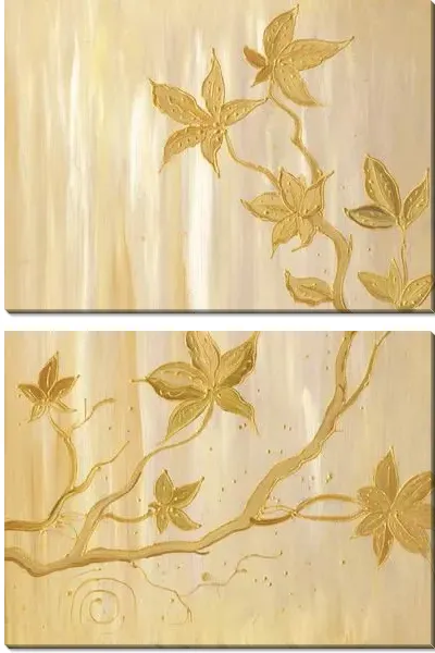 Модульная картина Золотистая веточка №3