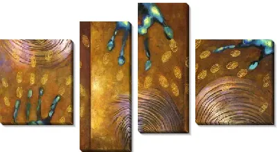 Модульная картина Жесты и перламутровые диски