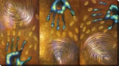 Картина маслом Жесты и перламутровые диски