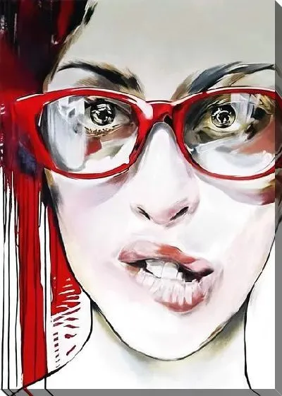 Картина маслом Девушка в красных очках