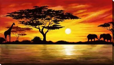 Африканский пейзаж на закате