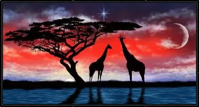 Картина Африканский пейзаж ночью