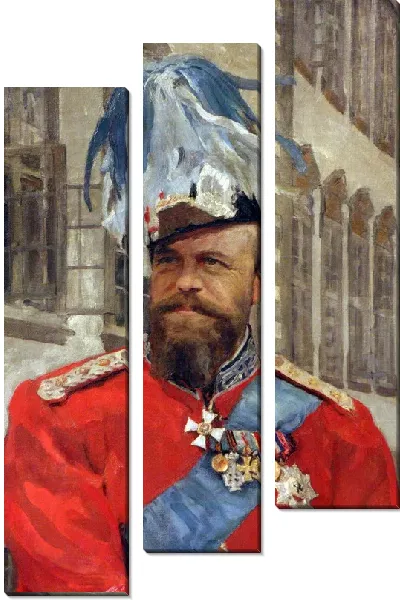 Картина Император Александр III в мундире датской Королевской лейб-гвардии на фоне моря в копенгагенской гавани (фрагмент)