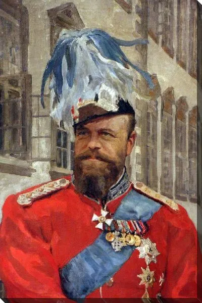 Картина Император Александр III в мундире датской Королевской лейб-гвардии на фоне моря в копенгагенской гавани (фрагмент)