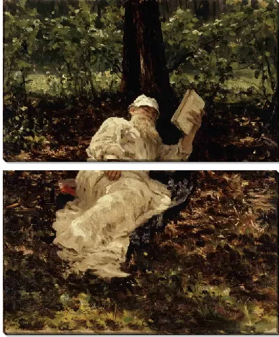 Картина Толстой на отдыхе в лесу