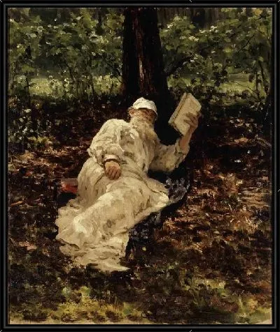 Картина Толстой на отдыхе в лесу