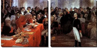 Картина А. С. Пушкин на акте в Лицее 8 января 1815 года читает свою поэму Воспоминания в Царском селе
