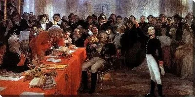 Картина А. С. Пушкин на акте в Лицее 8 января 1815 года читает свою поэму Воспоминания в Царском селе