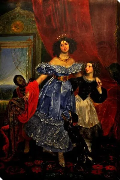 Картина Портрет графини Юлии Павловны Самойловой с Джованиной Пачини и арапчонком