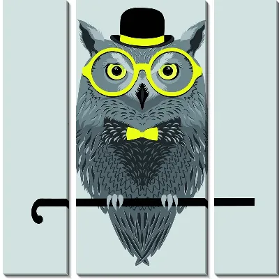 Модульная картина Сова в желных очках