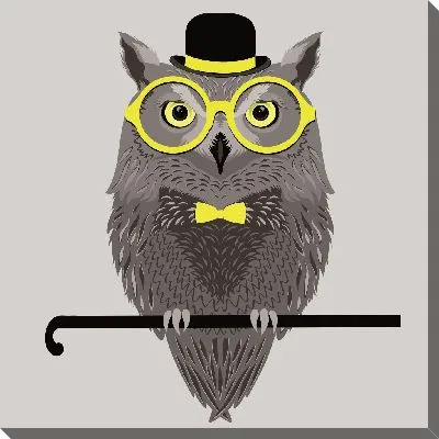 Сова в желных очках