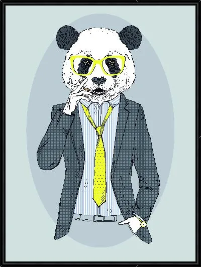 Картина Панда в желтых очках и галстуке