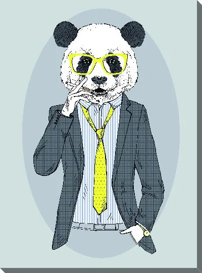 Постер Панда в желтых очках и галстуке
