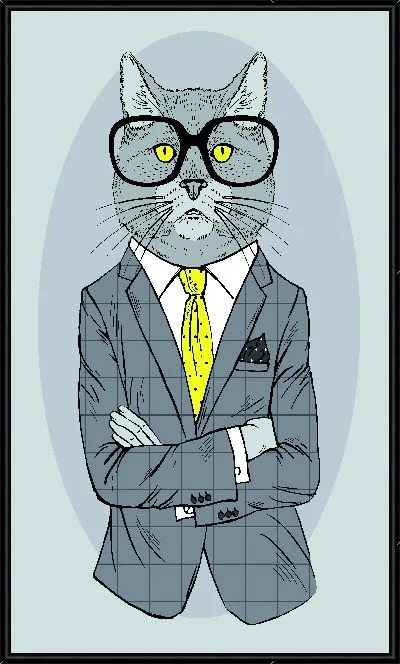 Картина Кот в очках и желтом галстуке