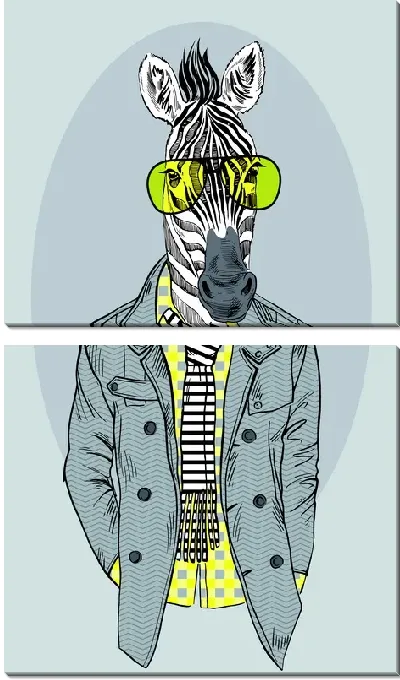 Модульная картина Зебра в желтых очках