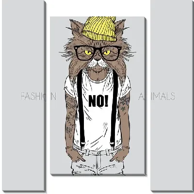 Модульная картина Кот хипстер