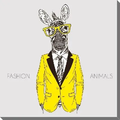 Зебра в желтом пиджаке и очках