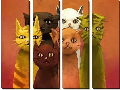 Модульная картина 6 кошек