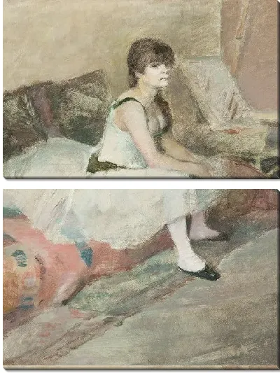 Картина Танцовщица сидит на розовом диване (1884)