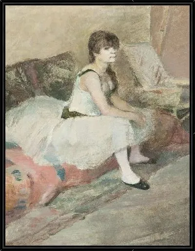 Картина Танцовщица сидит на розовом диване (1884)