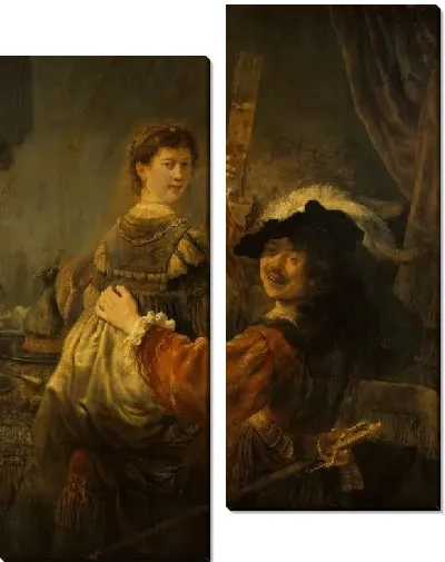 Картина Автопортрет с Саскией на коленях (1635)