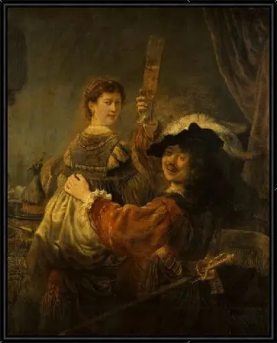 Картина Автопортрет с Саскией на коленях (1635)