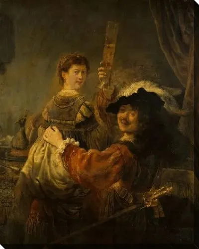 Картина Автопортрет с Саскией на коленях (1635)