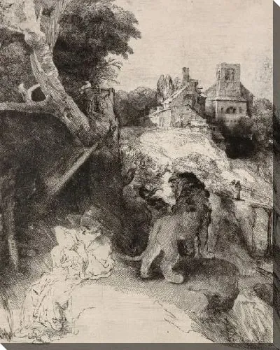 Картина Святой Иероним, читающий среди итальянского пейзажа