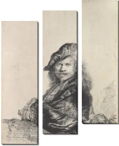 Картина Автопортрет, опирающимся на каменный подоконник (1639)