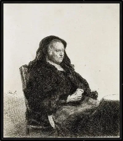 Картина Портрет матери Рембрандта, сидящей за столом (1631)