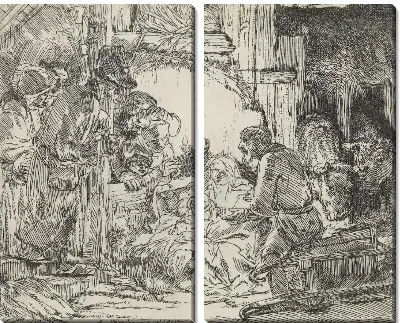 Картина Поклонение пастухов, при свете лампы (1654)