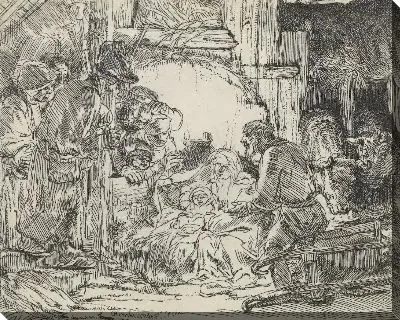 Картина Поклонение пастухов, при свете лампы (1654)