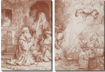 Картина Ангел покидающий семейство Товия (1641)