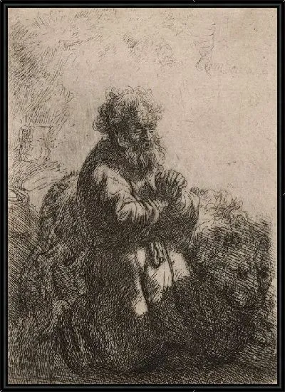 Картина Святой Иероним молится на коленях, смотря вниз (1635)