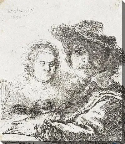 Картина Автопортрет с женой Саскией (1636)