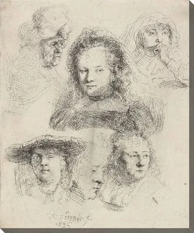 Наброски головы Саскии и других (1636)