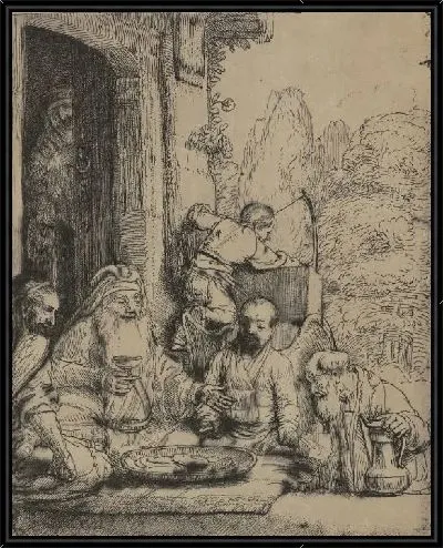 Картина Авраам, развлекающий ангелов (1656)