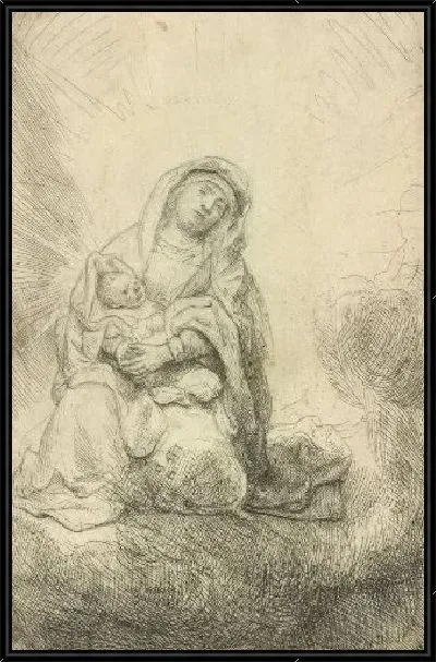 Картина Мадонна с младенцем на облаке (1641)